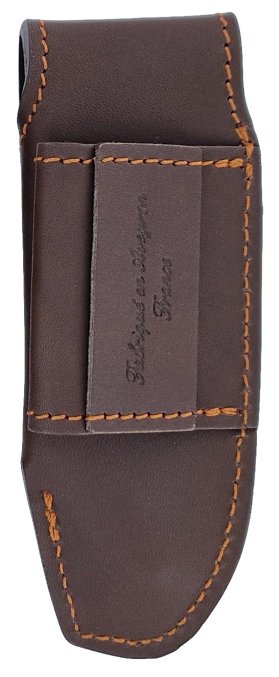 Etui Cuir Couteau Ceinture Eden Park Brun Surpiqures Orange 01