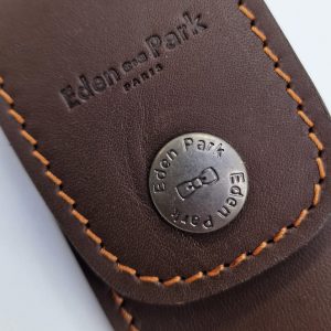 Etui Cuir Couteau Ceinture Eden Park Brun Surpiqures Orange 02
