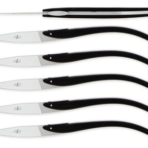 Forge De Laguiole Anne Sophie Pic Ebony Handle Table Knives Set Of 6