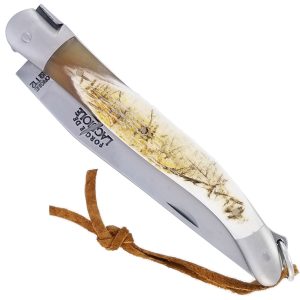 Forge De Laguiole Knife Aubrac Cow Horn Handle 1 Piece Brushed Stainless Steel 11cm