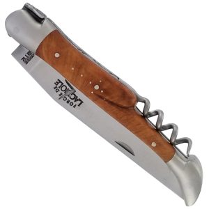 Forge De Laguiole Knife Heather Handle With Corkscrew 2 Pieces Brushed Stainless Steel 12cm