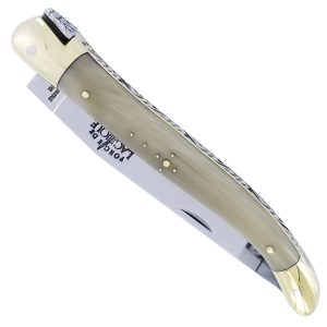 Forge De Laguiole Knife Horn Tip Handle 1 Piece Shiny Brass 12cm