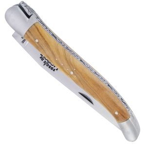 Forge De Laguiole Knife Olivewood Handle 1 Piece Brushed Stainless Steel 12cm