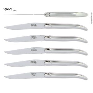 Forge De Laguiole Starck Full Handle Table Knives In Shiny Stainless Steel Set Of 6
