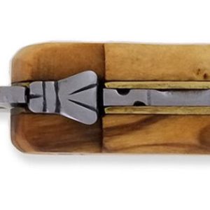 Couteau De Chasse Cube Laguiole Arbalete Plein Manche Olivier Avec Gravure Tete De Cerf 12cm 02