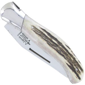 Couteau Laguiole De Chasse Arbalete Manche Bois De Cerf 12cm 00