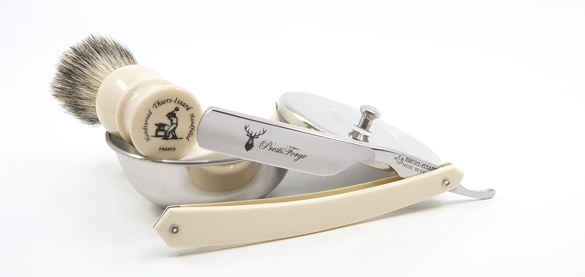 Kit Complet Thiers Issard Rasoir Droit Acrylique Blanc 8 Pieces 02