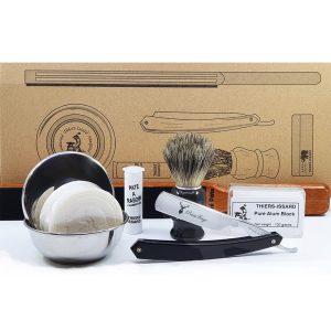 Kit Complet Thiers Issard Rasoir Droit Acrylique Noir 8 Pieces 01