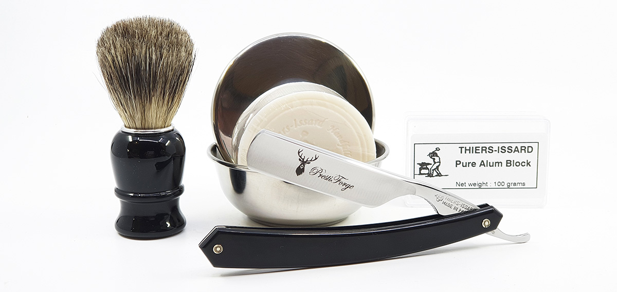 Kit Complet Thiers Issard Rasoir Droit Acrylique Noir 8 Pieces 02