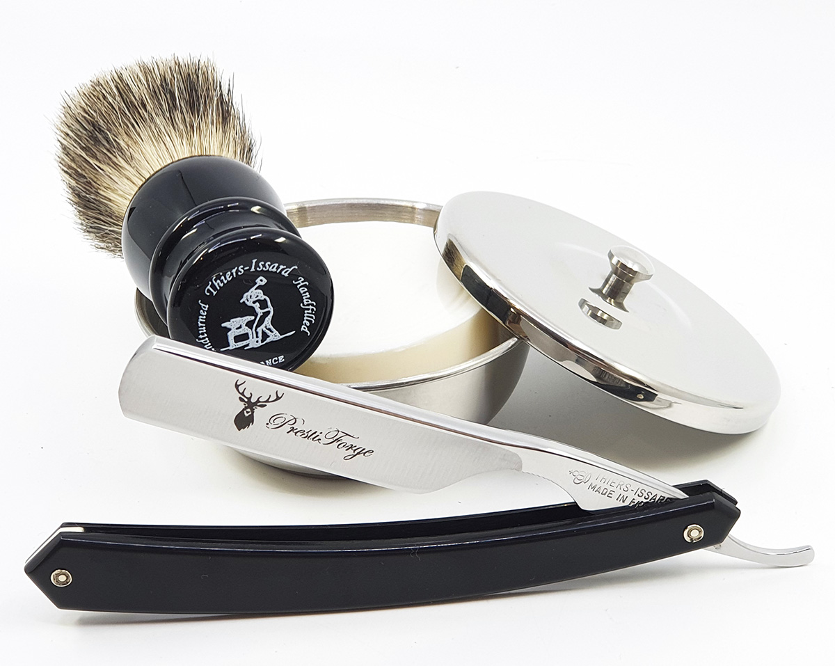 Kit Complet Thiers Issard Rasoir Droit Acrylique Noir 8 Pieces 03