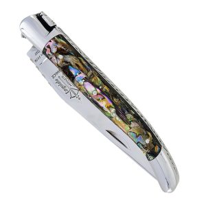 Laguiole Arbalete Knife Abalone Mother Of Pearl Handle 1 Piece 2 Bolsters Shiny Stainless Steel 11cm