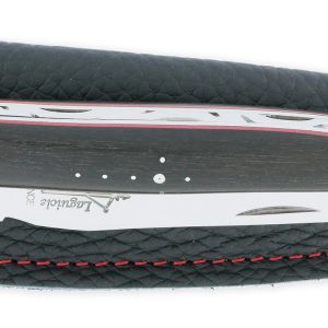 Laguiole Arbalete Knife Ebony Handle 2 Bright Stainless Steel Bolsters Red Spacers 1 Piece 12cm