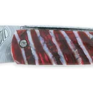 Laguiole Arbalete Knife Prestige The Jewels Of The Crown Red Mammoth Molar Handle 1 Damascus Bolster 1 Piece 12cm