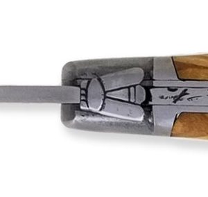 Laguiole D Antan Knife 2 Pieces Olive Wood Handle With Corkscrew 2 Brushed Stainless Steel Bolsters 12cm