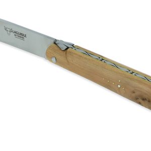 Laguiole En Aubrac Straight Knife 1 Piece 13 Cm Juniper Full Handle Brushed Stainless Steel Blade