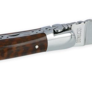 Laguiole En Aubrac Knife 1 Piece 12cm Amourette Handle With Fleur De Lys Marquetry Inlay In Mammoth Ivory 2 Shiny Stainless Steel Bolsters