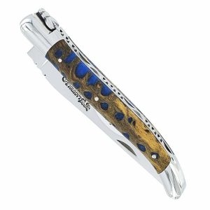 Laguiole En Aubrac Knife 1 Piece 12 Cm Blue Cactus Handle 2 Shiny Stainless Steel Bolsters