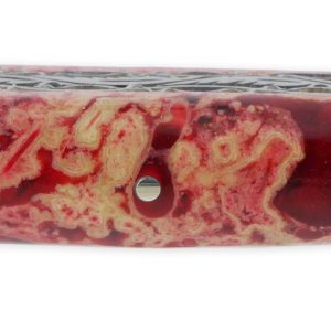 Laguiole En Aubrac Knife 1 Piece 12 Cm Double Plates And Carved Spring Red Lava Stone Handle 2 Brushed Stainless Steel Bolsters Brushed Stainless Steel Blade