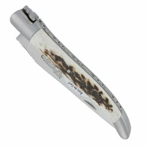 Laguiole En Aubrac Knife 1 Piece 12 Cm Stag Horn Handle Brushed Stainless Steel