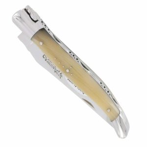 Laguiole En Aubrac Knife 1 Piece 12 Cm Horn Tip Handle Shiny Stainless Steel