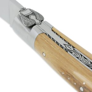 Laguiole En Aubrac Knife 1 Piece 12 Cm Mammoth Ivory Crust Handle 2 Brushed Stainless Steel Bolsters Prestige Fly