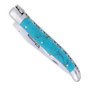 Laguiole En Aubrac Knife 1 Piece 12 Cm Turquoise Handle Shiny Stainless Steel