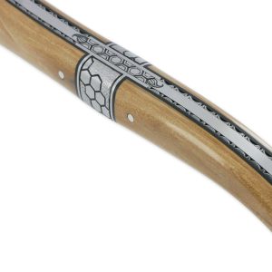 Laguiole En Aubrac Knife 1 Piece 12 Cm Full Handle In Mammoth Ivory Crust Central Bolster And Honeycomb Chiselled Spring In Brushed Stainless Steel