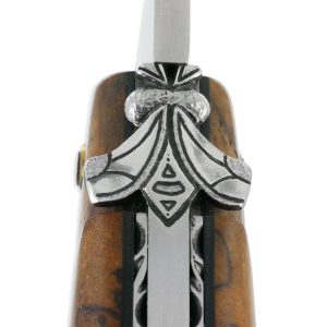 Laguiole En Aubrac Knife 1 Piece 12 Cm Full Handle In Burr Teak Finish Brushed Stainless Steel