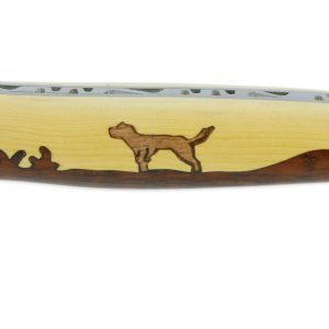 Laguiole En Aubrac Knife 1 Piece 12 Cm Dog Juniper And Boxwood Marquetry Handle 2 Brushed Stainless Steel Bolsters
