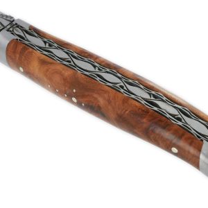 Laguiole En Aubrac Knife 1 Piece 12cm Amboyna Burl Handle 2 Bolsters Double Plates Num2