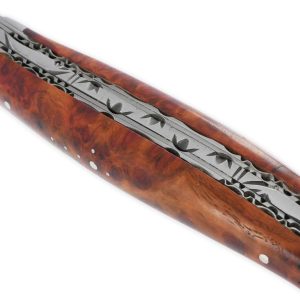 Laguiole En Aubrac Knife 1 Piece 12cm Amboyna Burl Handle 2 Bolsters Double Plates Num1