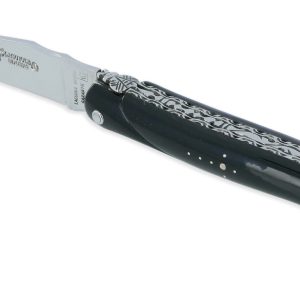 Couteau Laguiole En Aubrac 1 Piece 12cm Manche Buffle Plein Manche Finition Brillante Double Platines 01