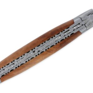 Laguiole En Aubrac Knife 1 Piece 12cm Heather Handle 2 Bolsters Double Plates Num2