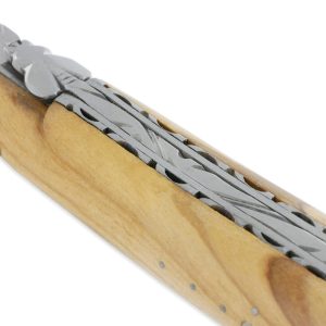 Laguiole En Aubrac Knife 1 Piece 12cm Olivewood Handle Full Handle Brushed Finish Double Plates