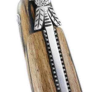 Laguiole En Aubrac Knife 1 Piece 12cm Full Aubrac Wood Handle Beaded Plates Hancarved Spring Brut De Forge Blade Prestige Fly N°12