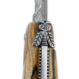 Laguiole En Aubrac Knife 1 Piece 12cm Full Aubrac Wood Handle Beaded Plates Hancarved Spring Damascus Balbach Blade Prestige Fly N°12