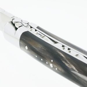 Laguiole En Aubrac Knife 1 Piece Buffalo Handle 2 Bolsters Shiny Stainless Steel 10 Cm