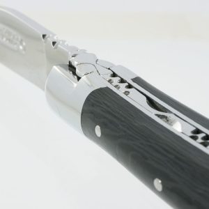 Laguiole En Aubrac Knife 1 Piece Carbon Handle 2 Bolsters Shiny Stainless Steel 10 Cm
