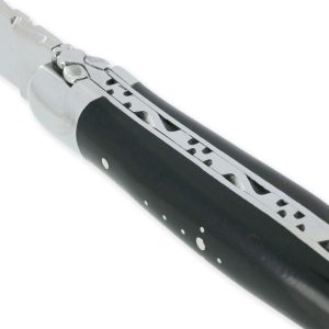 Laguiole En Aubrac Knife 1 Piece Ebony Handle Shiny 2 Bolsters Stainless Steel 10 Cm