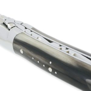 Laguiole En Aubrac Knife 1 Piece Horn Tip Handle 2 Bolsters Shiny Stainless Steel 10 Cm