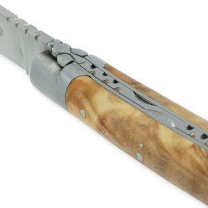 Laguiole En Aubrac Knife1 Piece Olivewood 2 Brushed Stainless Steel Bolsters 10 Cm