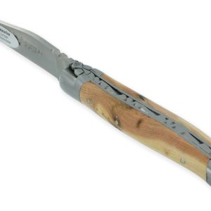 Laguiole En Aubrac Knife1 Piece Juniper 2 Brushed Stainless Steel Bolsters 10 Cm