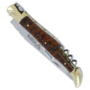 Laguiole En Aubrac Knife 2 Pieces 12 Cm Corkscrew Amourette Handle 2 Shiny Brass Bolsters
