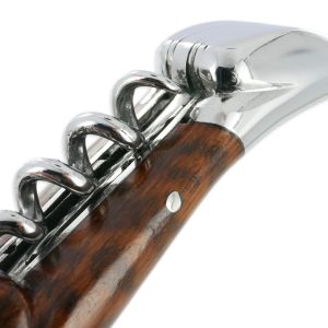 Laguiole En Aubrac Knife 2 Pieces 12cm With Corkscrew Amourette Handle 2 Shiny Stainless Steel Bolsters Double Plates