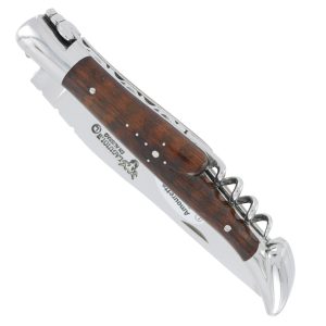 Laguiole En Aubrac Knife 2 Pieces 12 Cm Corkscrew Amourette Handle 2 Shiny Stainless Steel Bolsters