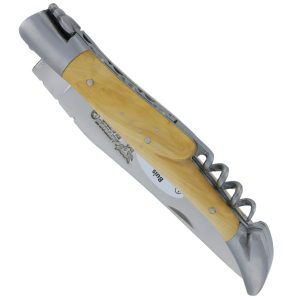 Laguiole En Aubrac Knife 2 Pieces 12 Cm Corkscrew Boxwood Handle Brushed Stainless Steel