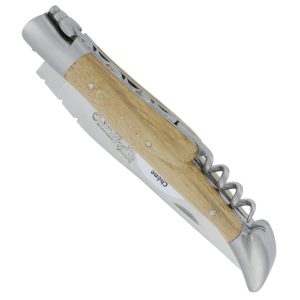 Laguiole En Aubrac Knife 2 Piece 12 Cm Corkscrew Oak Handle Brushed Stainless Steel
