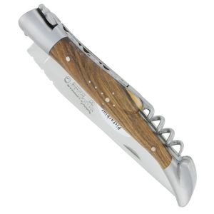 Laguiole En Aubrac Knife 2 Pieces 12 Cm Corkscrew Pistachio Handle Brushed Stainless Steel