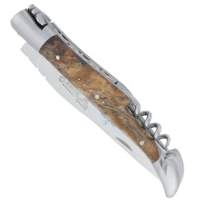 Laguiole En Aubrac Knife 2 Pieces 12 Cm Corkscrew Vine Stock Handle Brushed Stainless Steel