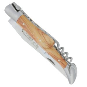 Laguiole En Aubrac Knife 2 Pieces 12 Cm Corkscrew Rosewood Handle Brushed Stainless Steel Essai